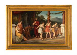 Escena de danza en la antigua Grecia, óleo sobre lienzo, firmado por Johan Raphael Smith
